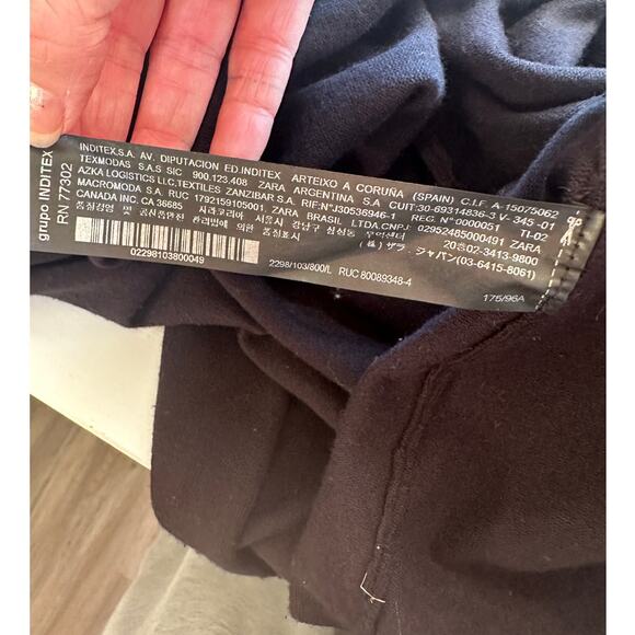 Zara Knit Black Longline Belted Open Front Cardigan Women L - Picture 9 of 12